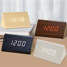 Digitale Klok Led Houten Wekker Tafel Sound Control Elektronische Klokken Desktop Usb Powered Desperadoes Thuis Tafel Decor