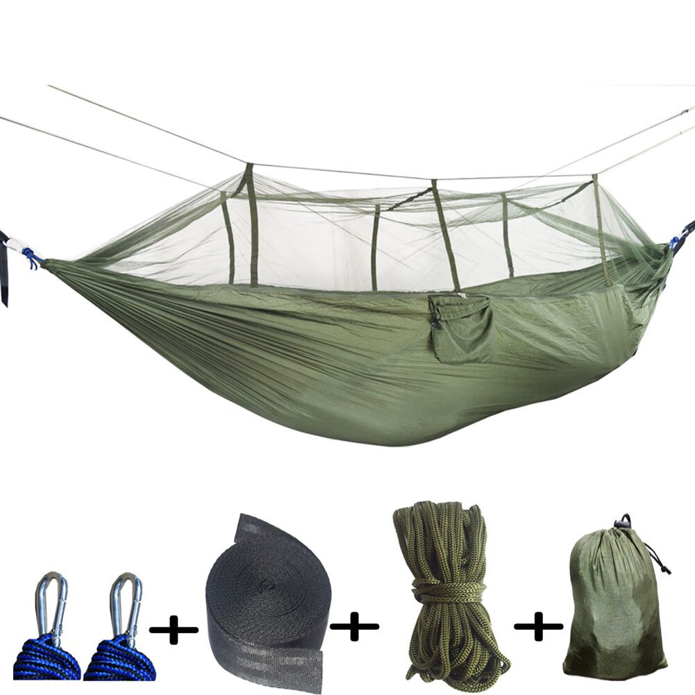 Portable Double Swing Hammock Nylon Bed with Mosquito Net for CampingHiking ED889