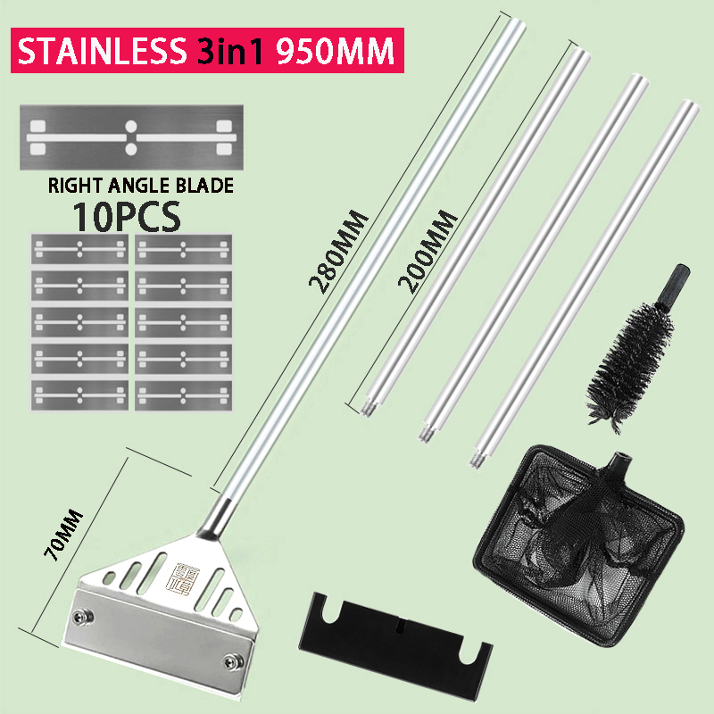 Aquarium flat sand algae removal dual-use glass Algae scraper stainless steel household cleaning to tools Fish tank accessories