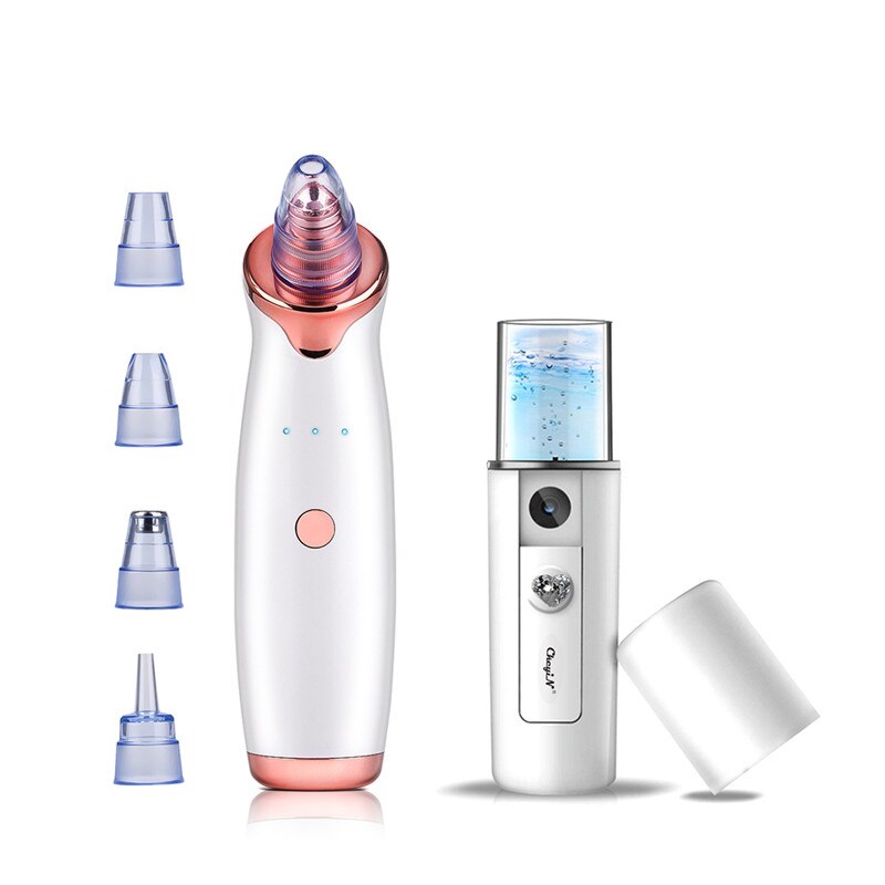 Blackhead Remover Face Pore Vacuum Nano Mist Sprayer Facial Moisturizing Beauty USB Charging Steamer Vacuum Suction Facial Tool