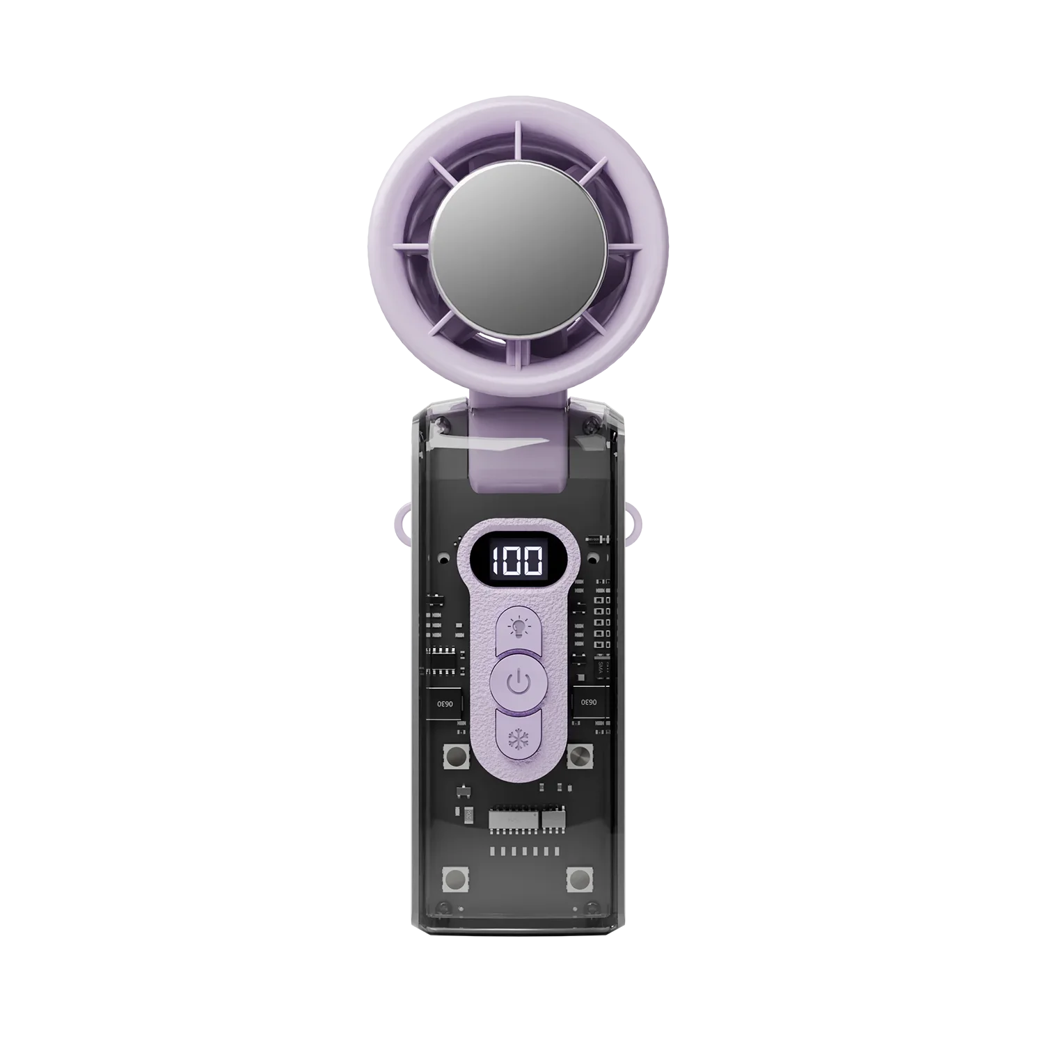 High Speed Folding Refrigeration Fan, Digital Display Mini Portable USB Charging Fan, High Wind Power Handheld Fan: PURPLE