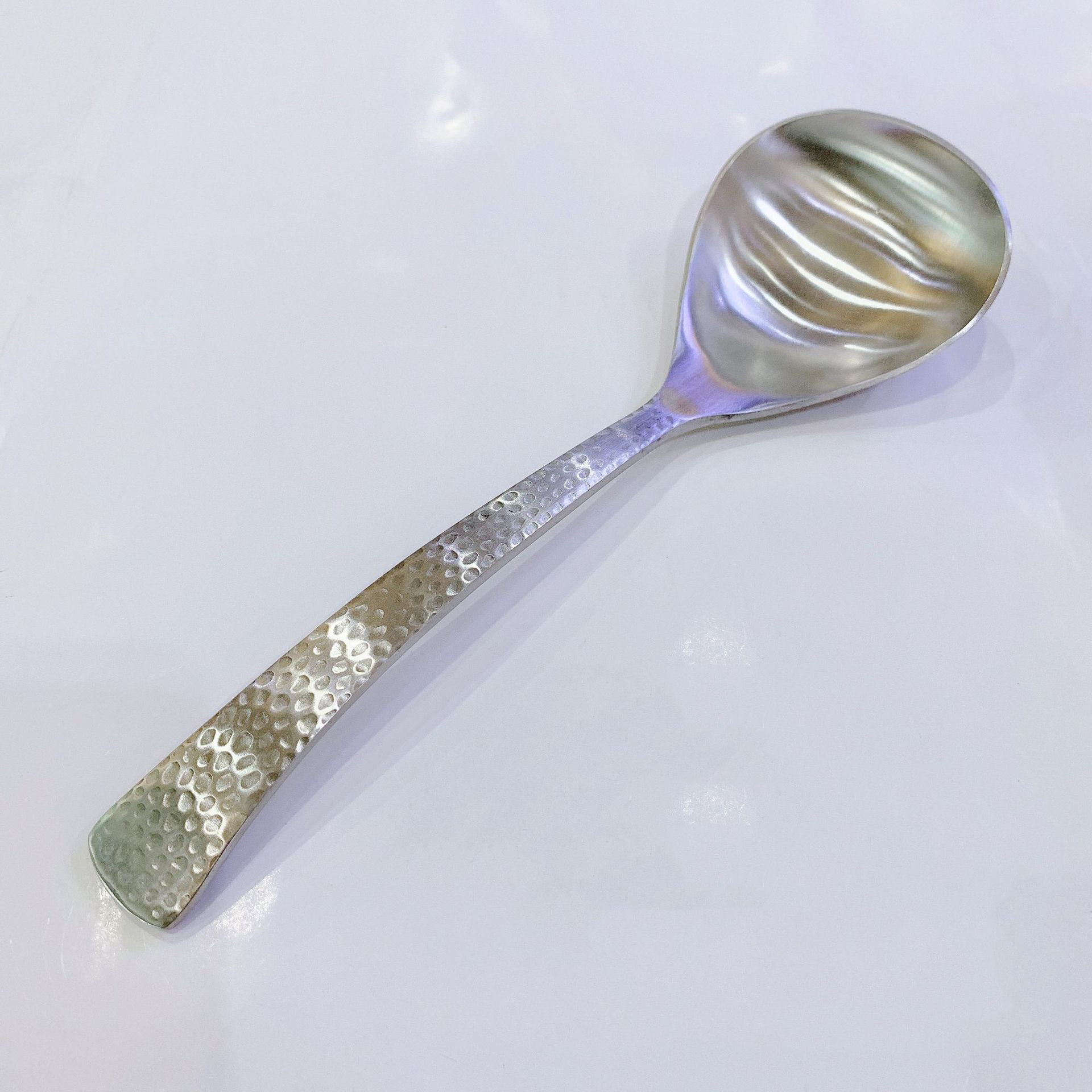 Full Hammered 18/10 Stainless Steel Silverware Cutlery Set Flatware Service for 4 Tableware Steak Knives Spoons Forks for Home: Soup Ladle