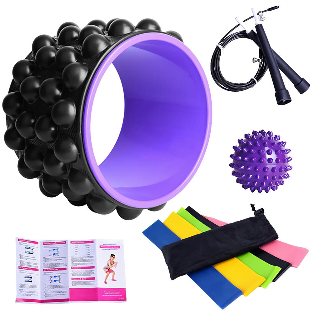 10Pcs Yoga Wiel Set Latex Elastische Backbend Ring 5 Mini Training Riemen 3M Staaldraad Springtouw Voor pilates Yoga Benodigdheden: Paars