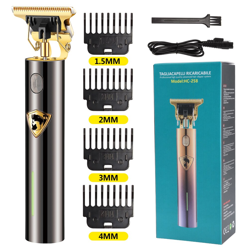 Gorąca sprzedaż nowa elektryczna maszynka do strzyżenia włosów USB akumulator 0mm golarka trymer do brody profesjonalne mężczyźni ścinanie włosów maszyna Barbershop: black