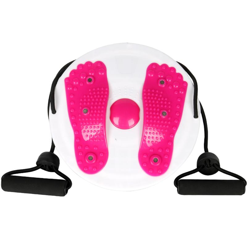 Kvinner kroppsforming og midje vrimaskin fitness twister plate vribrett med tau (rosa): Rød