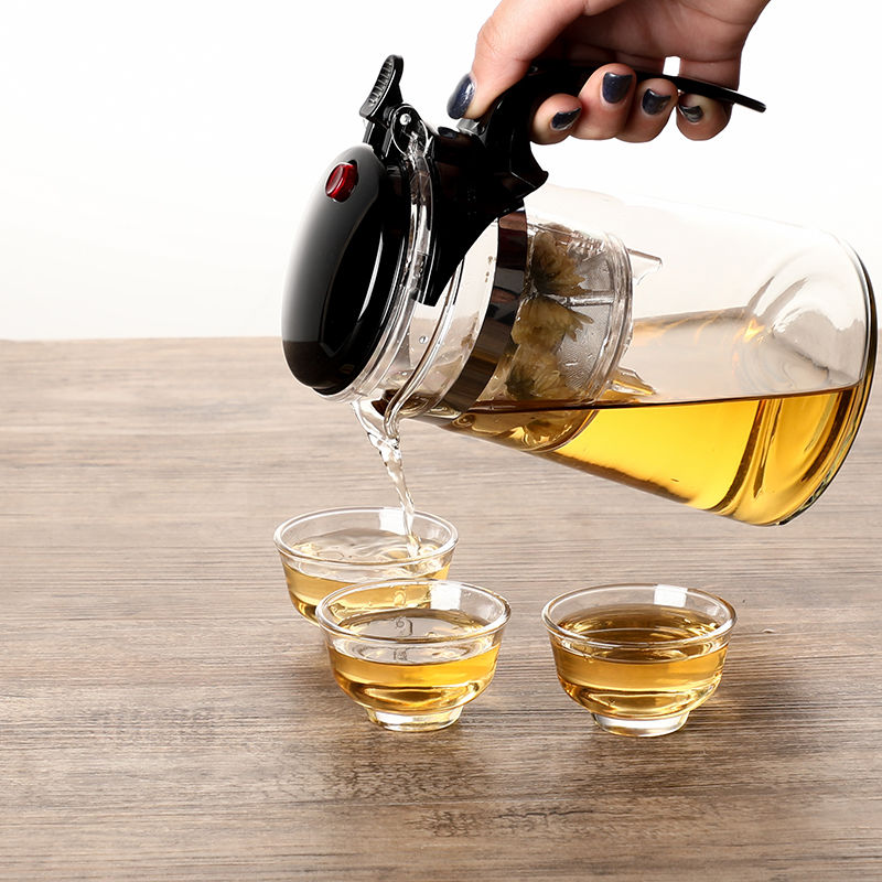 Tekanna värmebeständigt glas te krukor te infusionsanläggning kinesisk kung fu te uppsättningar vattenkokare kaffeglas tillverkare bekvämt kontors te set