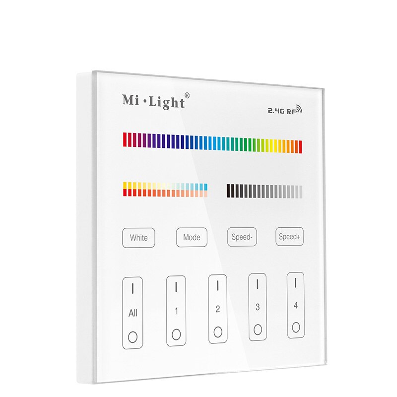 Ac90-240v- panel følsom rørende fjernbetjening til enkeltfarvet cct rgb rgbw rgb + cct led strip lys 4 zone