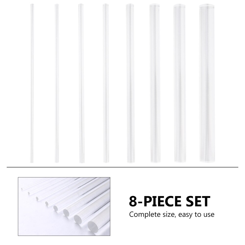 8 st set stabil tuff lätt rund akryl stav perspex bar twist bar klar rund akryl stav rund twist bar prickverktyg