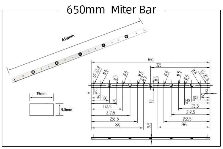 GKTOOLS Aluminium alloy T-tracks Slot Miter Track And Miter Bar Slider Table Saw Miter Gauge Rod Woodworking Tools DIY: 1PCS 650mm  Miter Ba