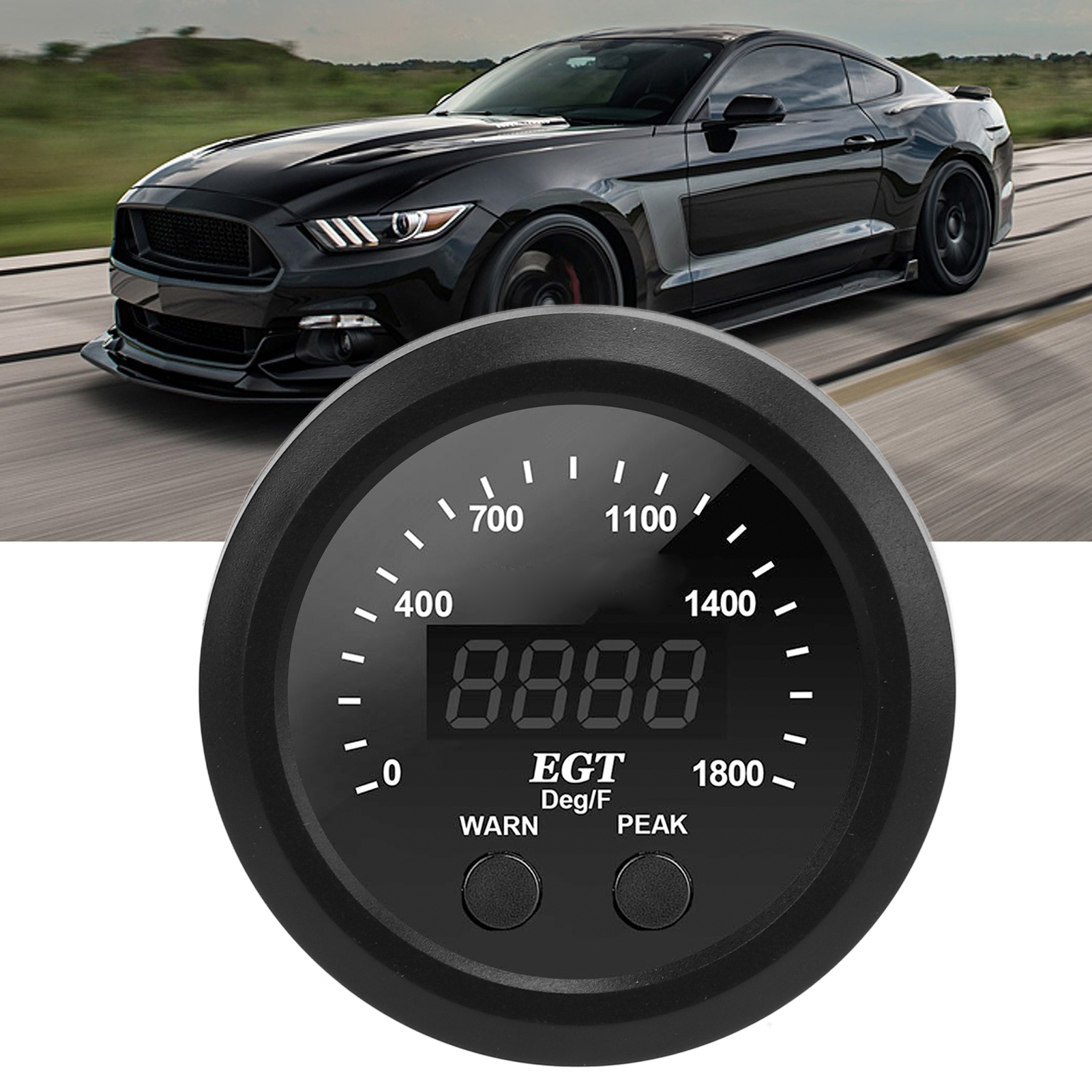 EGT-Anzeige EGT-Messgerät Auto-Abgastemperaturmessgerät Messgerät 2-1/16 Zoll 52 mm Ultradünn 0-1800 ℉ Rote LED Universal mit Sensor