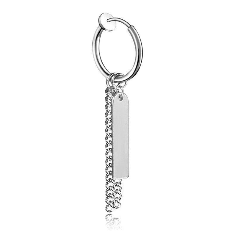 Chuhan koreaanse dames oorbellen met lange kwastketting, trendy titanium stalen clipoorbellen, heren persoonlijkheid hiphop oorbellen  j229: 2