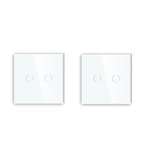 Bseed 2 Gang Multi Control EU Standard Wifi Light Touch Switch Wall Switch Black White Golden With Mirror Crystal Glass Panel: White 2 Pieces