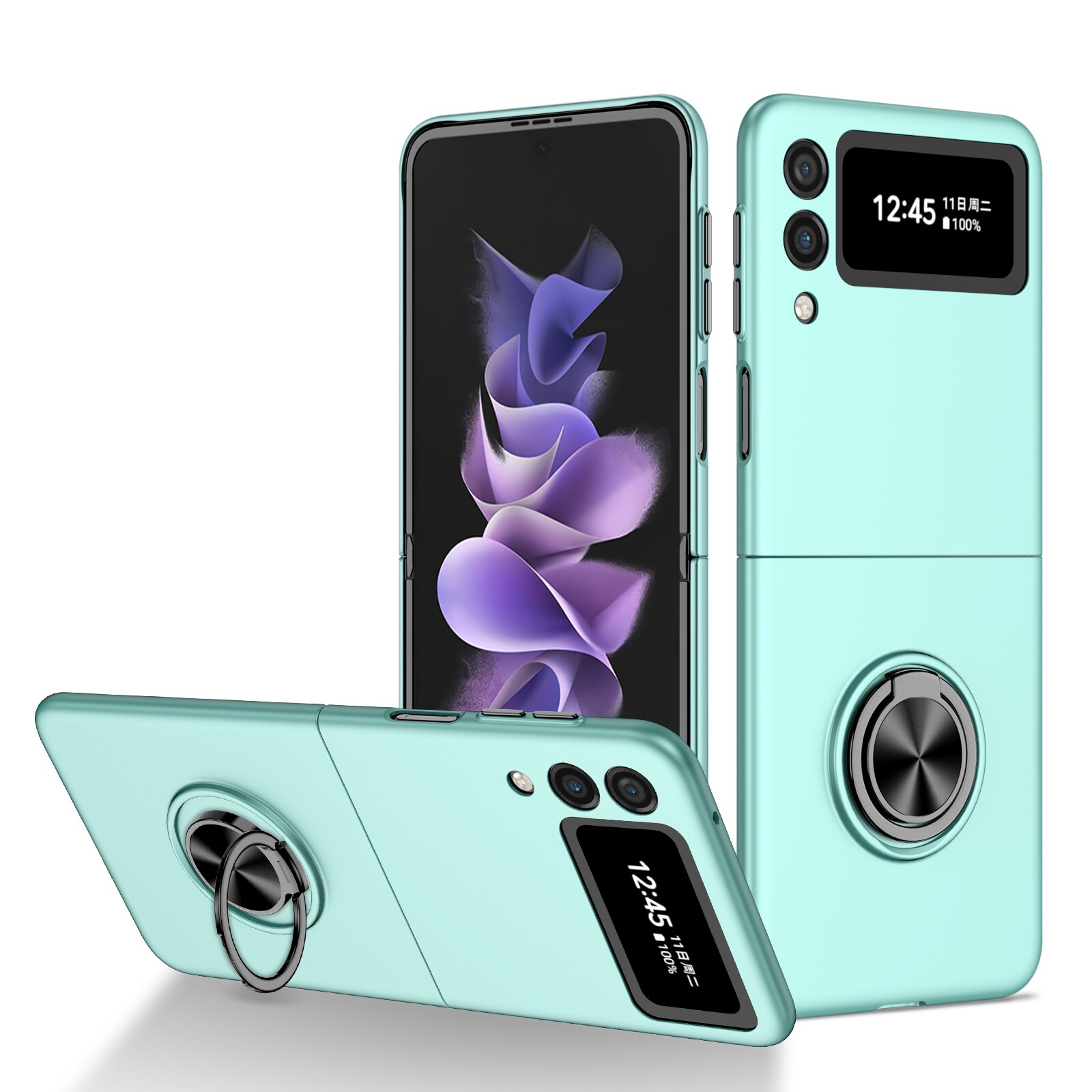 Funda con anillo antiarañazos para Samsung Galaxy Z Flip 3 5G Flip3, funda protectora antideslizante para Samsung Z Flip 3: for Samsung Z Flip / Azul cielo