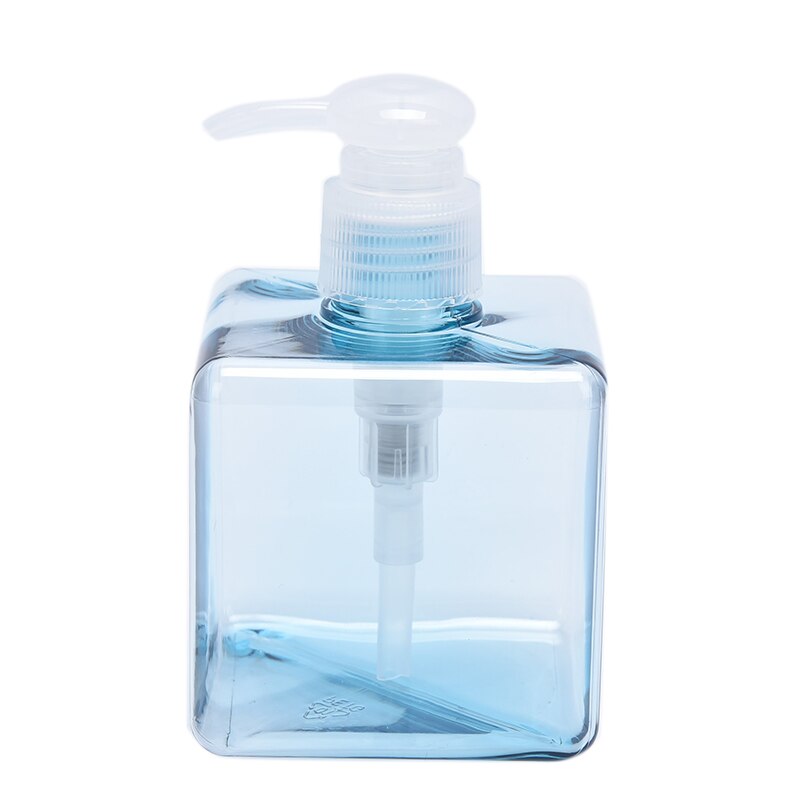 Botella de jabón líquido de plástico transparente, dispensador cuadrado de champú de empuje, desinfectante de manos, 250ML: blue 250ml