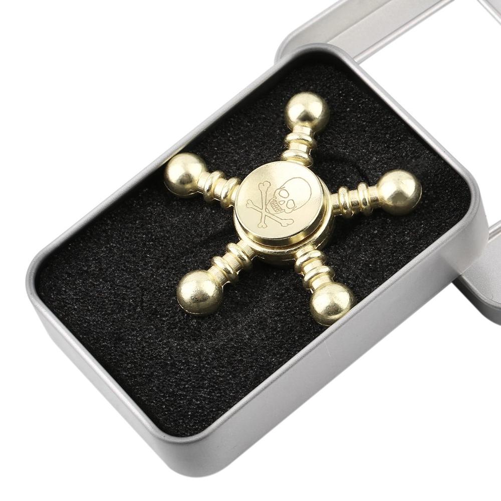 Novedoso Spinner de Metal Antiestrés con cinco cuchillas Spinner giratorio para dedos para adultos para autismo giroscopio pirata: Gold