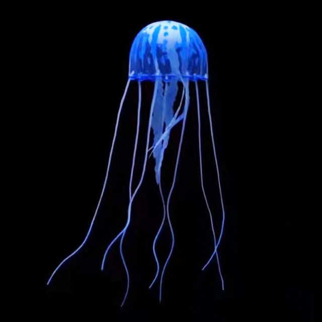 Méduse artificielle vive en Silicone, décor d'aquarium, ornement, matériau en Silicone, paysage aquatique inodore: Blue