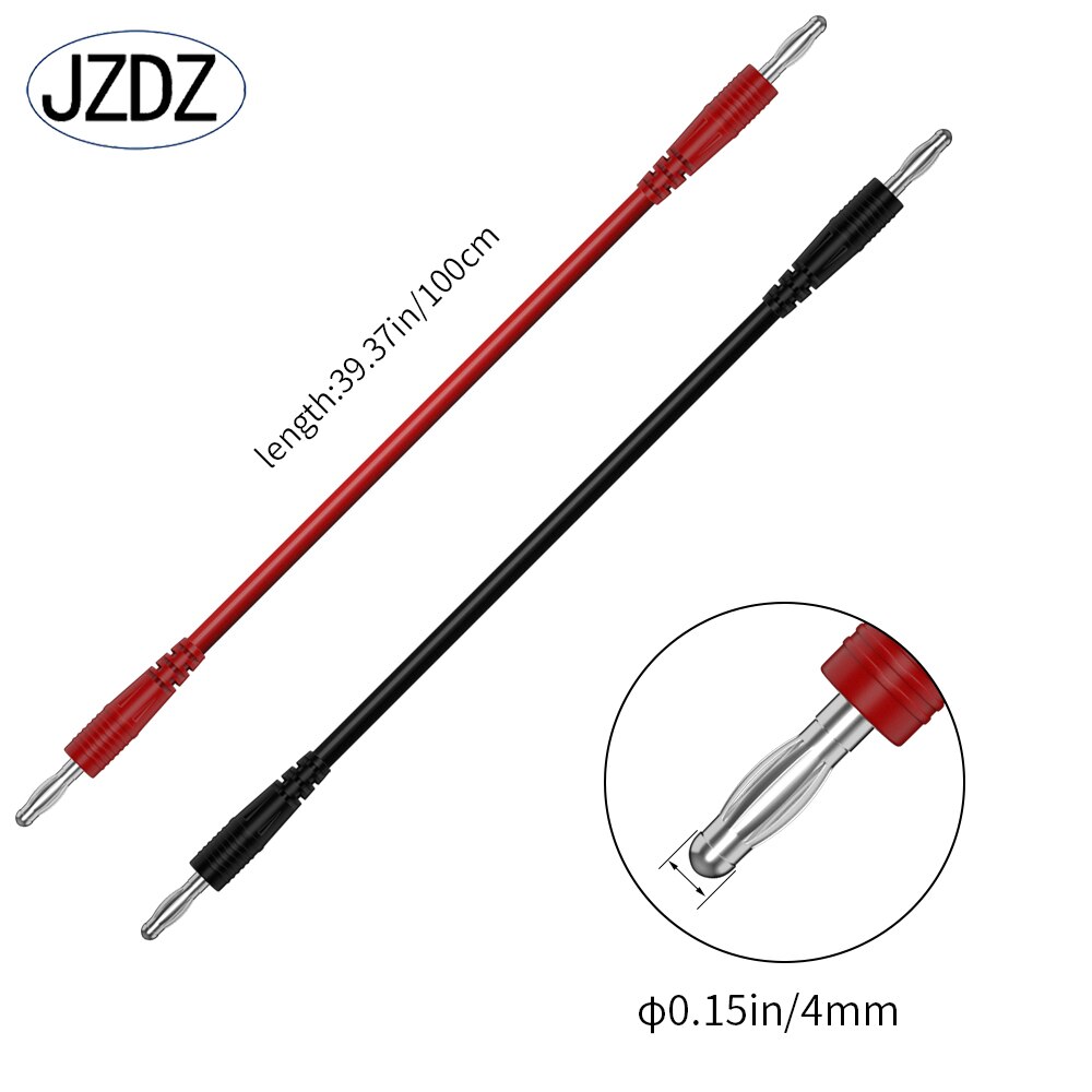 JZDZ 2 uds cables de prueba multímetro Cable de línea 100 cm extremos dobles 4mm conector eléctrico con conector Banana herramientas de bricolaje J.70055