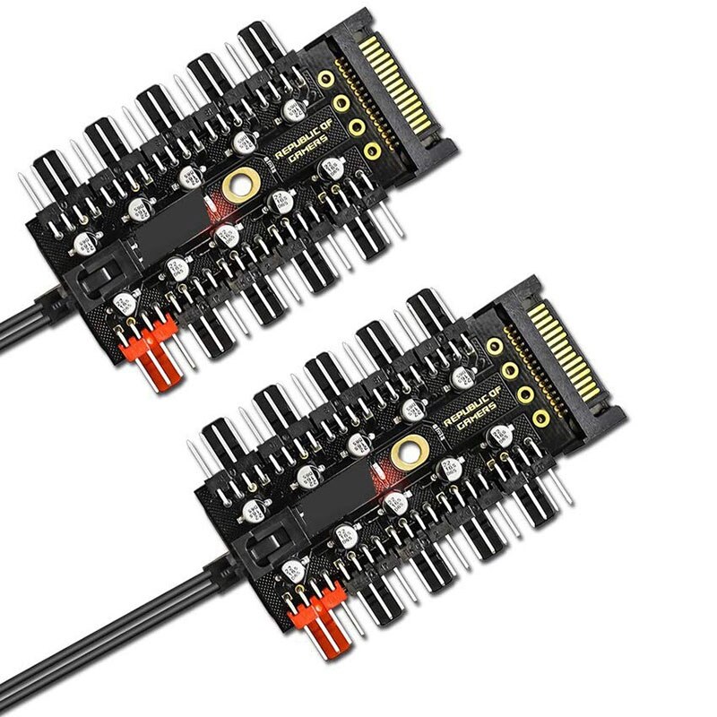 2Pcs Fan Hub CPU Heat Sink 10-Port 12V SATA to Fan Header with 4Pin PWM Controller PSU Dedicated Power Supply Connection
