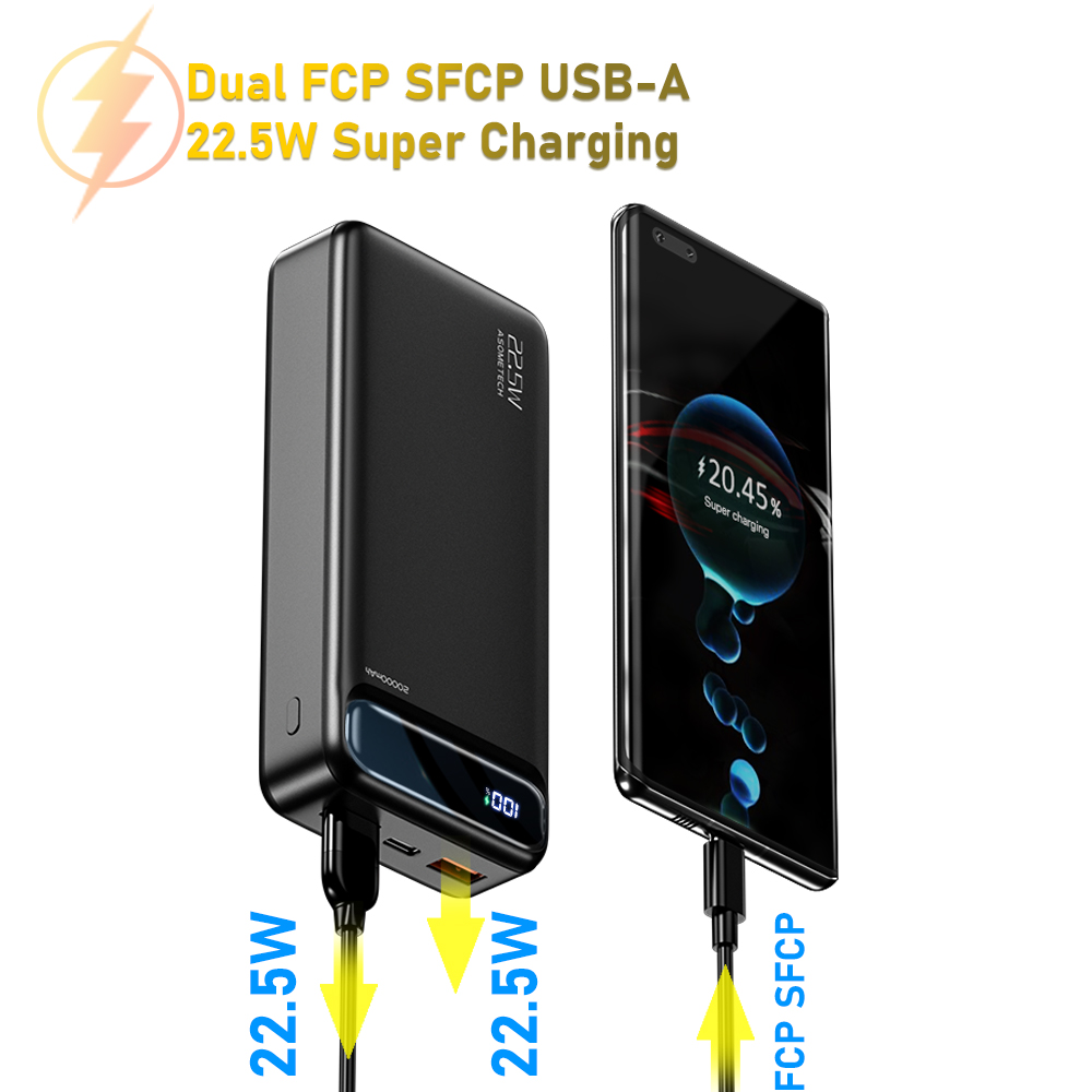Power Bank, 20000mAh, 10000mAh External Battery for Phone Powerbank, External accumulator, Quick Charge, USB, 22.5W SCP PD 20W