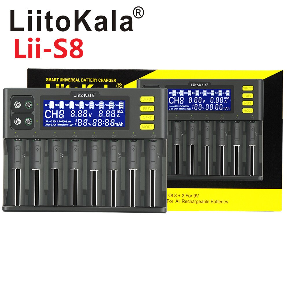 Liitokala Lii-M4 Lii-S4 Lii-202 Lii-402 Lii-S2 Lii-PD4 Lii-PD2 3.7V 18650 21700 18350 26650 14500 16340 Batterij Smart Charger: Lii-S8