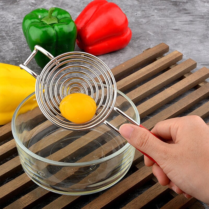 Roestvrij Staal Eiwit Separator Spiraal Eigeel Remover Divider Met Handvat Voor Thuis Keuken Koken Bakkerij Koken Tool