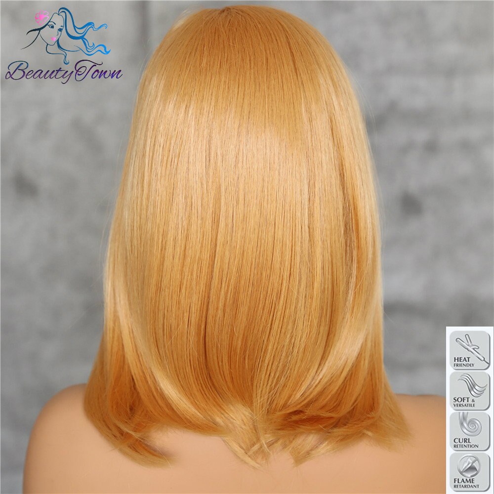 Beautytown abrikos gul 13 x 6 store blonder freepart futura varmebestandig ikke-sammenfiltring daglig makeup lag syntetisk blonde front paryk