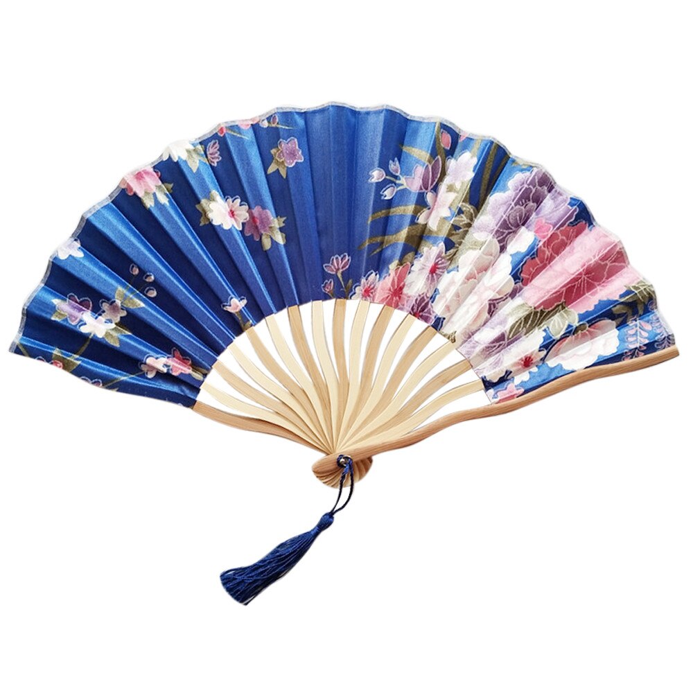 Silk Chinese Fan Folding Hand Held Silk Bamboo Prints Fan Japanese Series Vintage Retro Style Handmade Fan #LR1: G