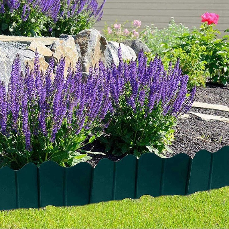Cerca de borde para jardín de plástico 20 piezas, cama de flores decorativa artesanal y borde de jardín de césped, bordes, valla para plantas