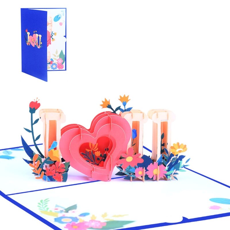 Heart Flower Pop Up Valentines Day Card 3D Popup Greeting Cards for Wedding Anniversary All Occasion Wife Husband