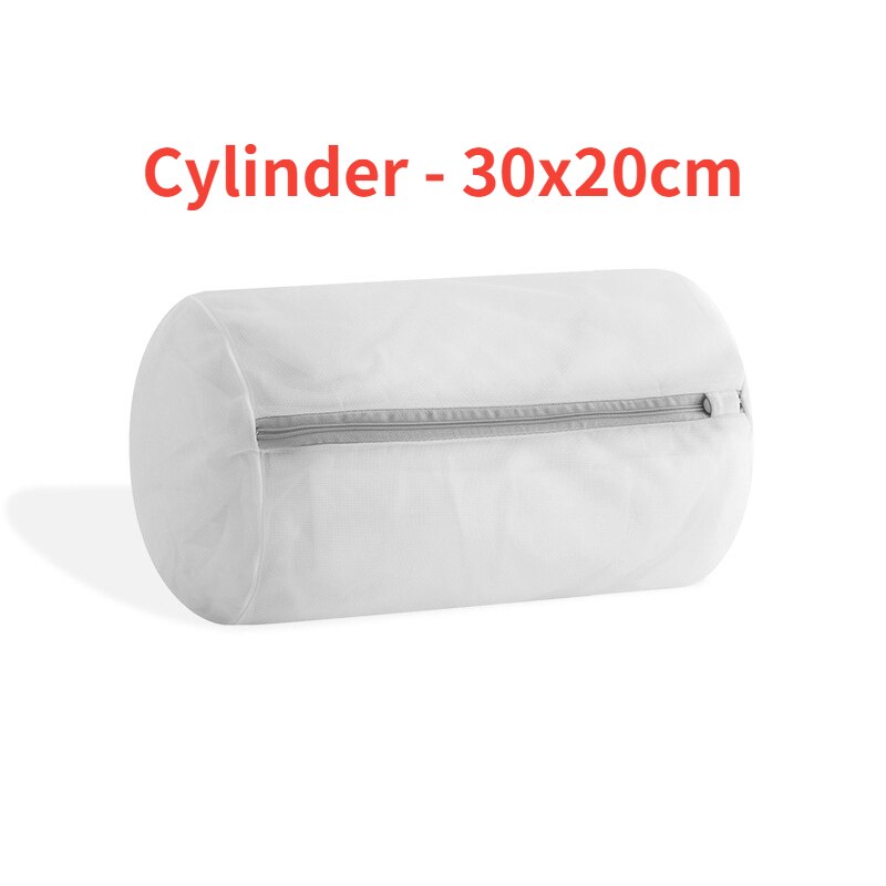 Sacchetti di lavaggio a rete con cerniera grigia borsa per lavatrice per uso domestico per biancheria intima per biancheria calze per reggiseno organizzatore di vestiti sporchi cesto per biancheria: Cylinder - 30x20cm