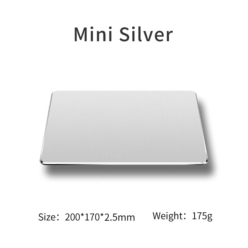 Tapis de souris métallique en aluminium matte, rigide, lisse, magique et mince, double face, étanche, contrôle rapide et précis, idéal pour le bureau et la maison: mini silver