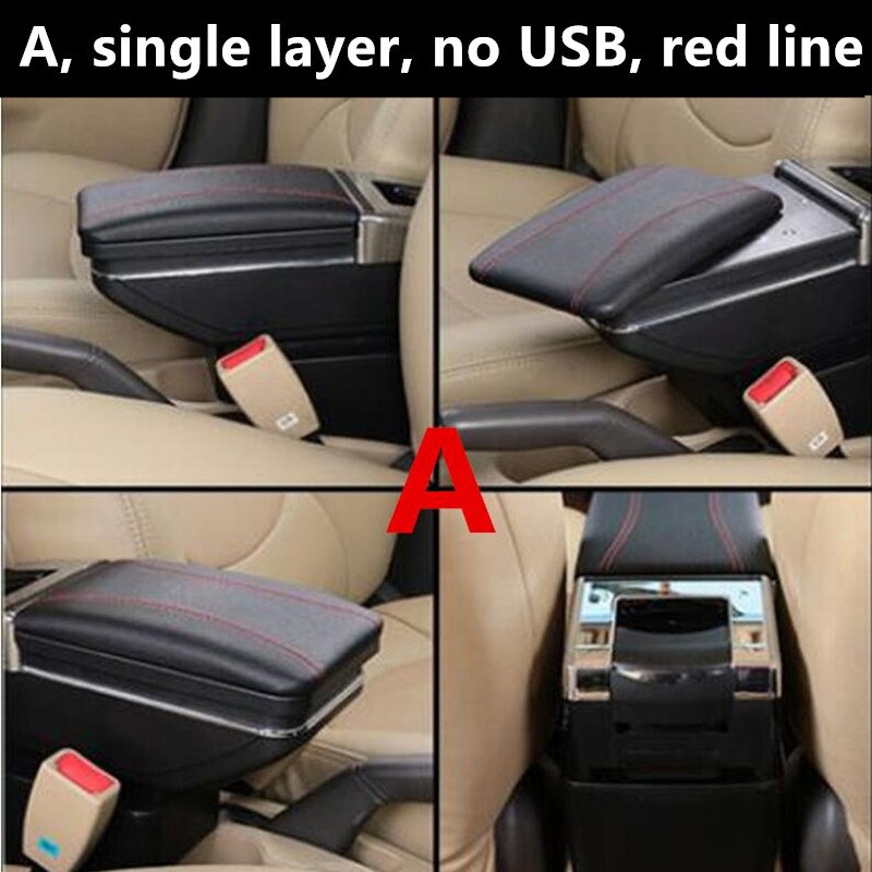 For Nissan Note e-Power armrest box central Store content box accessories With USB interface: A black red line