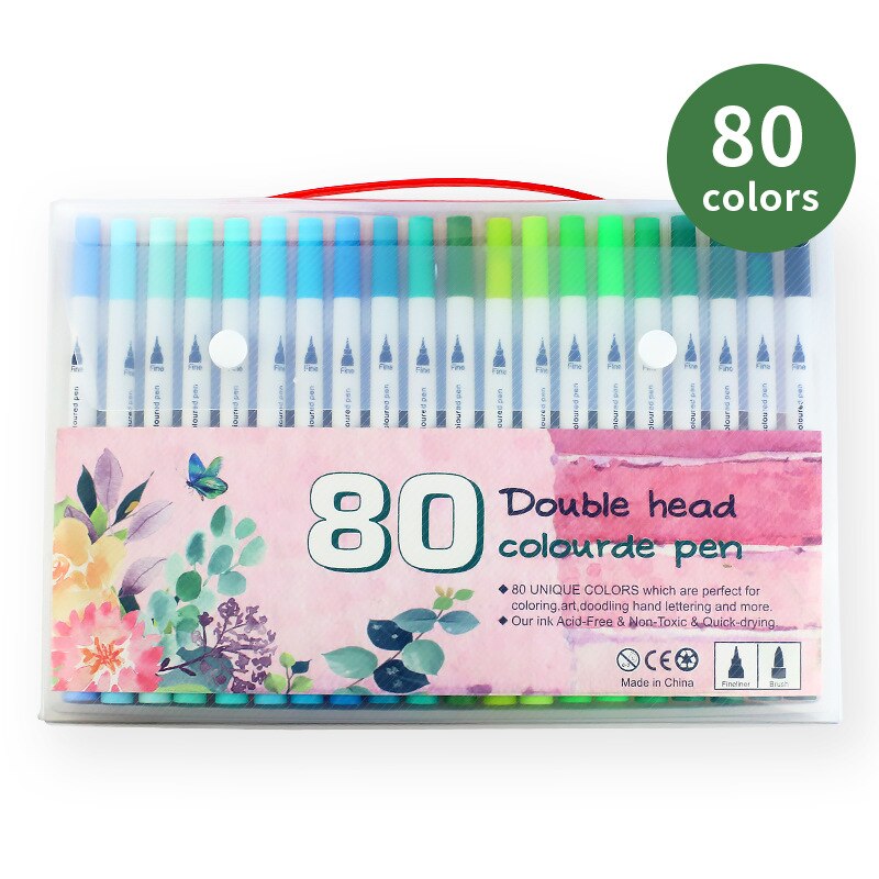 FineLiner-rotuladores artísticos para caligrafía, bolígrafos de doble punta para dibujar y pintar, para la escuela, 12/24/36/48/80/100 unidades: 80 color sets