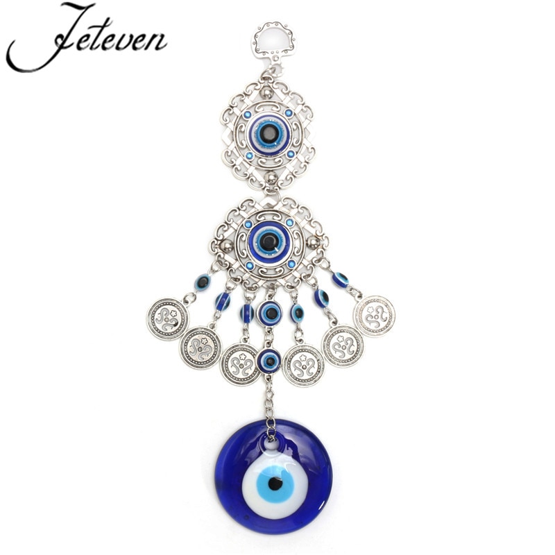 Blue Evil Eye Amulet Hanging Pendants Lucky Trendy Turkish Glass Glaze Charms Car Office Home Decoration Shellhard Jewelry 23cm