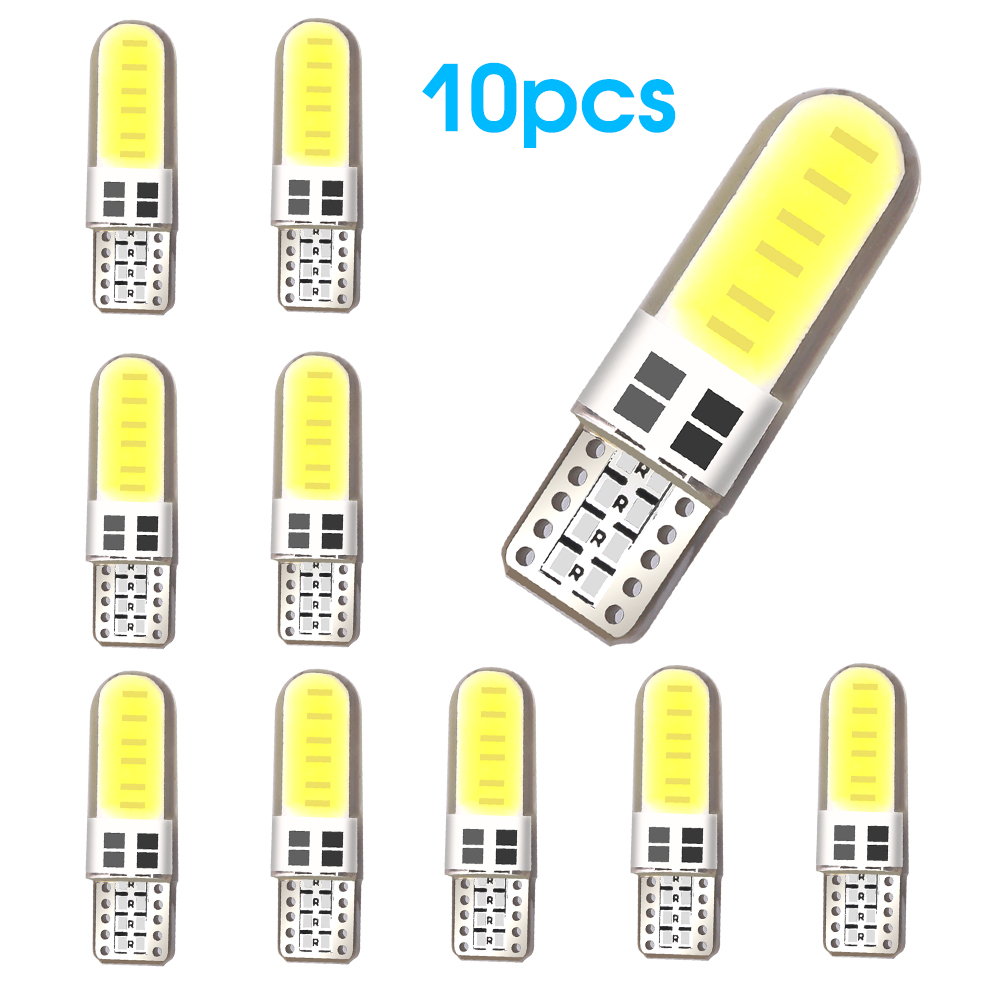 10PCS T10 W5W LED auto interieur licht COB marker lamp 12V 168 194 501 Side Wedge parking lamp canbus auto voor lada auto styling