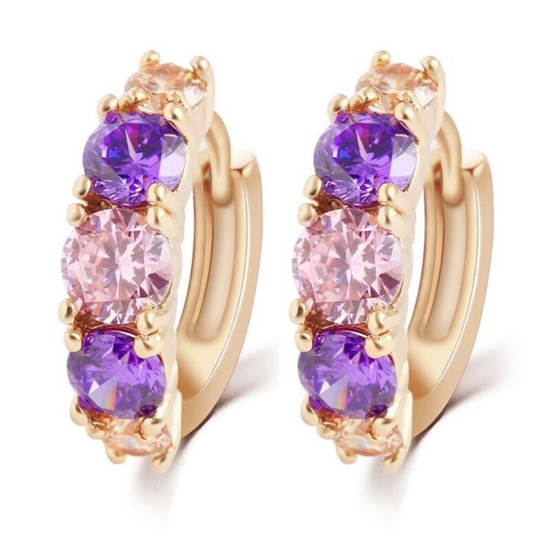 Women Zircon earrings pendant Hoop earrings female -Purple