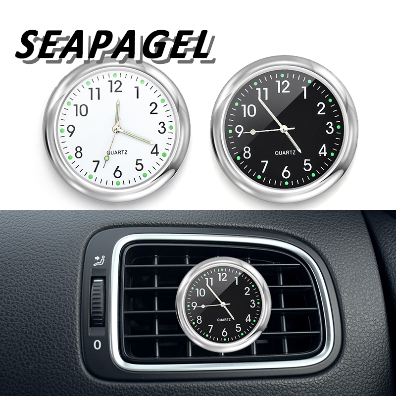 Reloj del tablero de la salida de aire del automóvil, accesorios de decoración noctilucentes electrónicos adhesivos para el coche