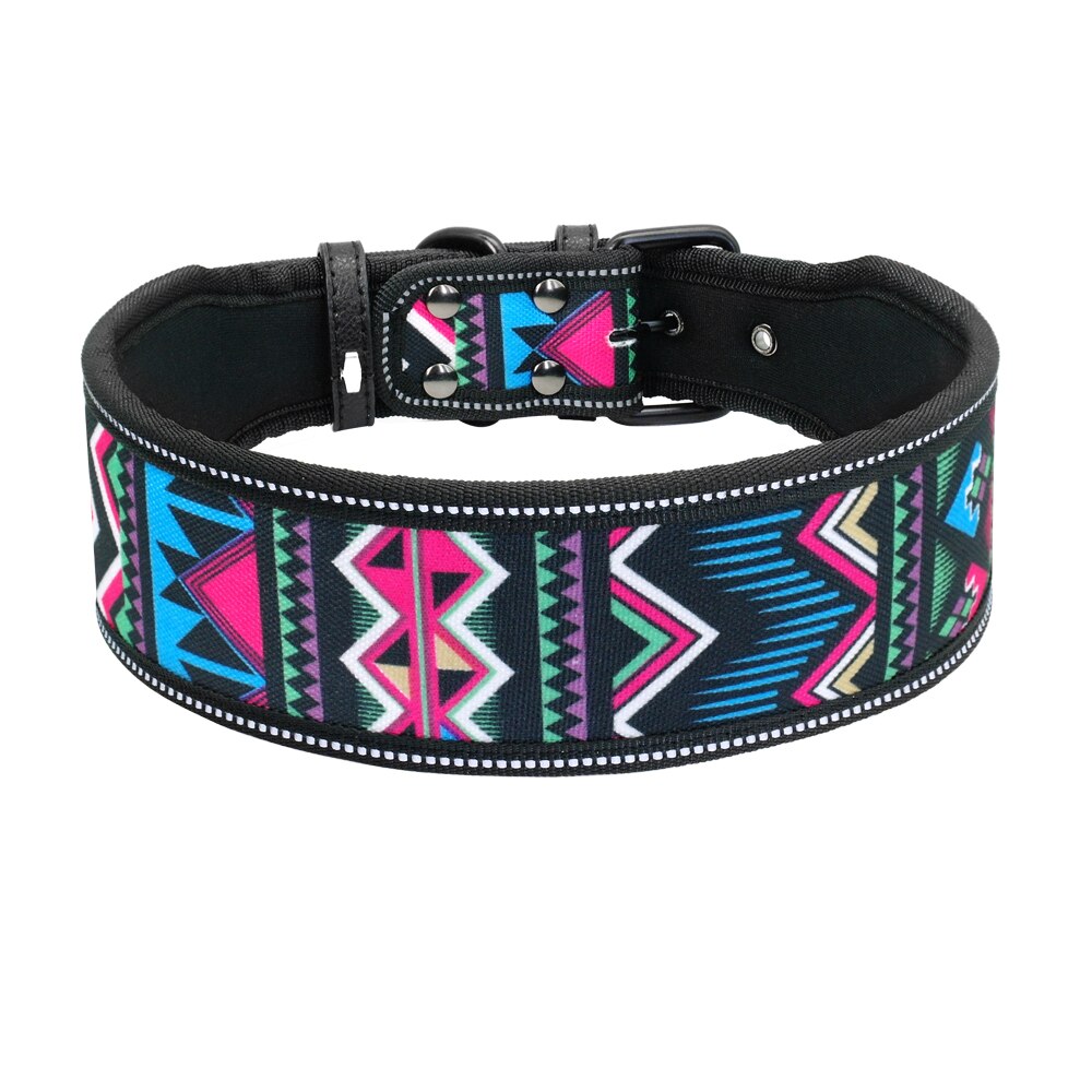 Nylon Halsband Reflecterende Huisdier Honden Halsbanden Ademend Gewatteerde Gestreepte Pitbull Duitse Herder Medium Grote Honden Kraag SML: 2 / S