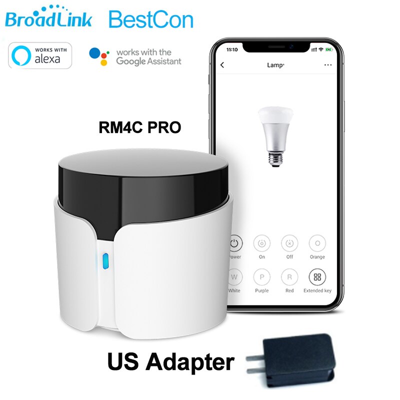 Broadlink bestcon  rm4c pro wlan-ir-rf-universalfernbedienung zur steuerung von smart homes über die broadlink-app, kompatibel mit alexa und google assistant.: Us  rm4c pro