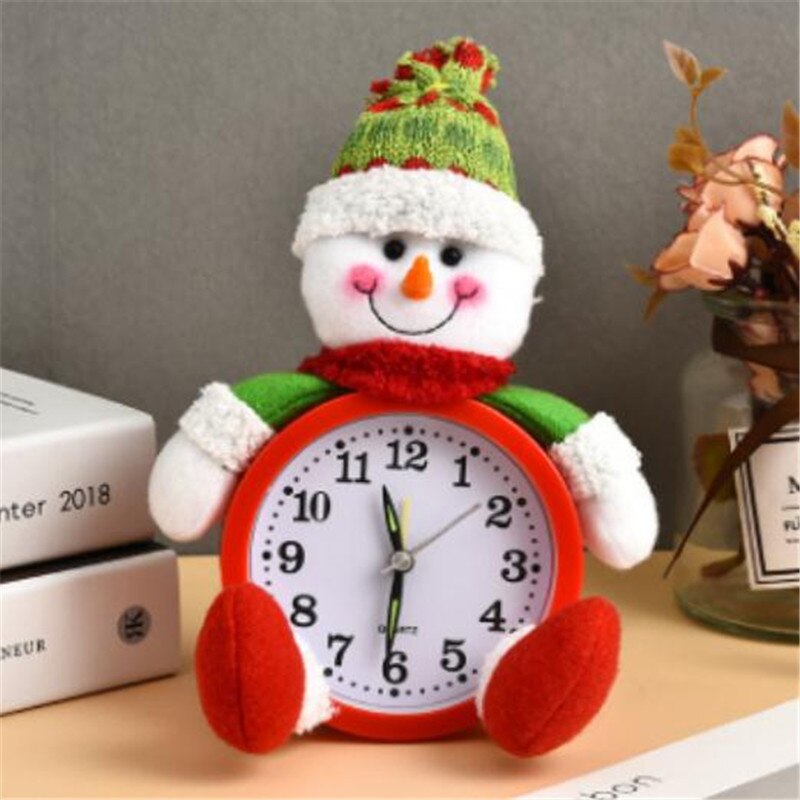 Horloges de noël nouvelle père noël bonhomme de neige poupée en forme de bureau horloge maison aiguille batterie Table décorations de noël fête décor