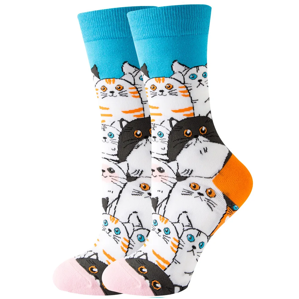 Calcetines bonitos con dibujos de animales y flores para hombre y mujer, calcetines divertidos Kawaii a la , calcetines informales felices Harajuku para otoño e invierno