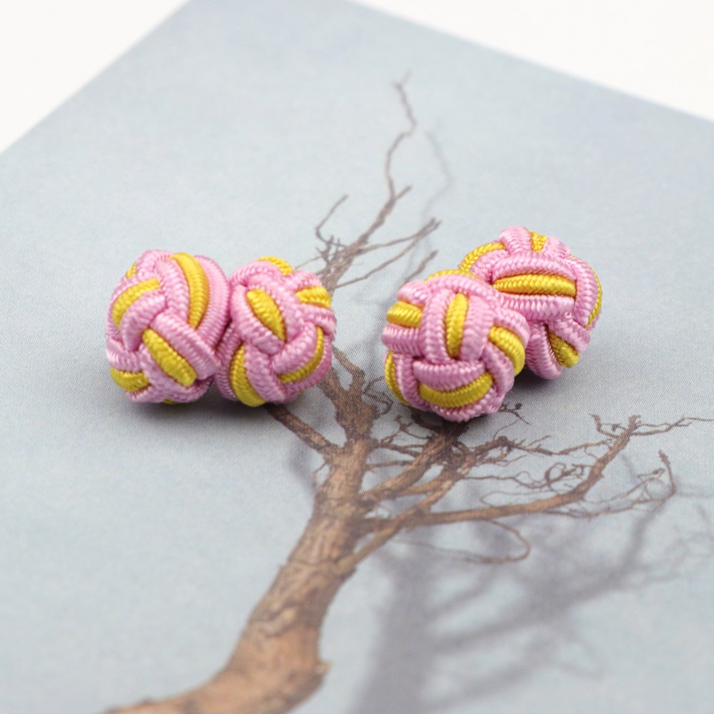 Novità nodi di Seta CufflinksMixed Tre Colori FAI DA TE Intrecciato Handmade Elastico Corda Doppia Sfera Gemelli Per Gli Uomini Regalo NO.1-20: 12