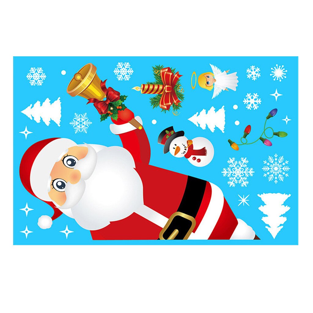 25# Christmas Wall Stickers Double-sided Static Window Glass Stickers Christmas Pvc Self-adhesive Wall Stickers Xmas Decoration: O
