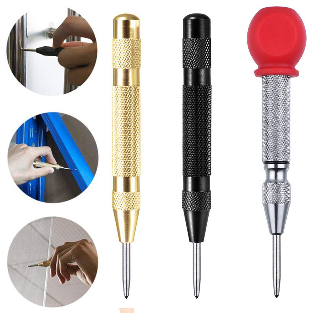 3pcs Automatic Center Pin Punch Spring Loaded Marking Starting Holes Tool Wood Press Dent Marker Woodwork Tool Drill Bit