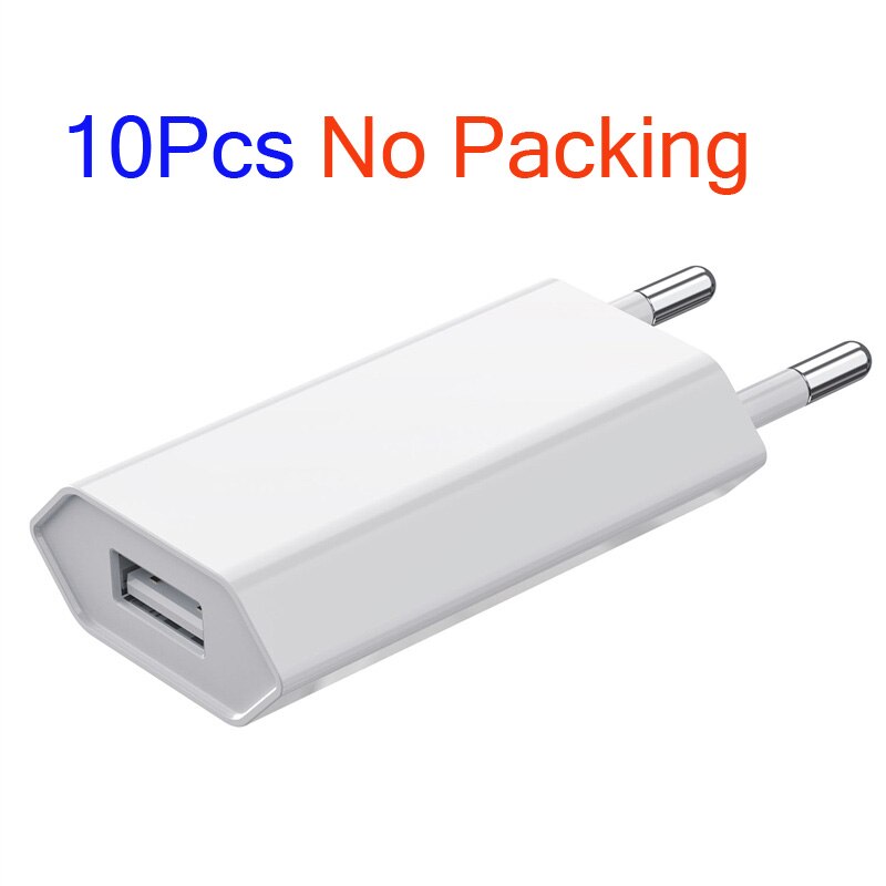 10Pcs Verpakking Originele 5V 1A Wall Charger Usb Charger Voor Iphone 4 5S Xs Xr 8 7 6S Plus 11 12 Snelle Lading Reizen Power Adapter: 10Pcs No Packing