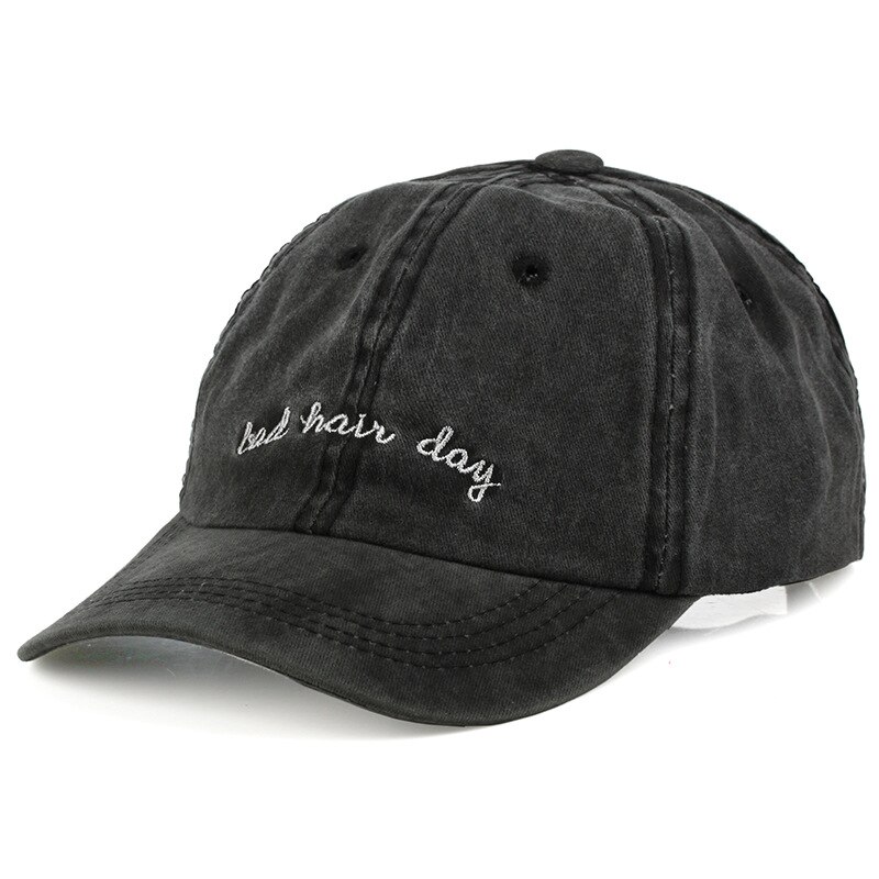 Gorra de béisbol de algodón lavado para hombre y mujer, gorro de béisbol unisex con de día de Mal Pelo, ajustable, Color sólido, Snapback, unisex: Negro