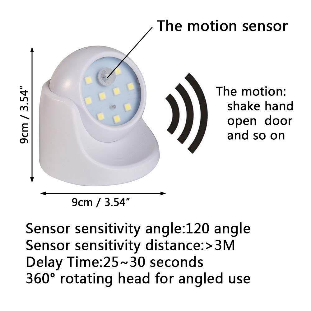 9 LEDs 360 Graden Rotatie Motion Sensor PIR Nachtlampje Batterij Operated Gang Muur Nacht Lamp Voor Closet Garages Hal