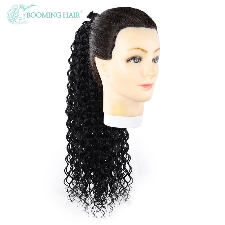 BOOMING HAIR 20inch Jerry Curly Wrap Drawstring with Clip for Women Clip in Synthetic Ponytail Hair Extension
