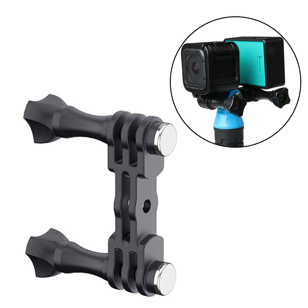 Liga de alumínio universal dupla câmera conexão suporte de montagem para gopro hero série gnome yi série led luz preenchimento acessórios