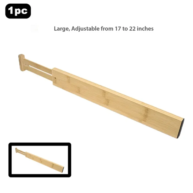 4 Stück Bambus-Schubladenteiler für Schlafzimmer, Küche, Schublade, Aufbewahrung, verstellbar, erweiterbar, Schubladenteiler für Schrank, Schrank, Kleiderschrank: Orange